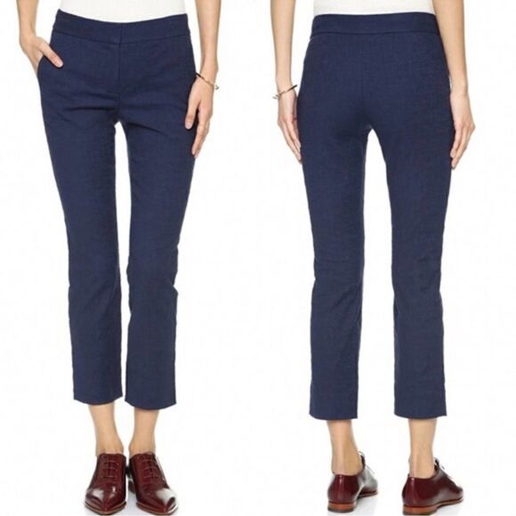 Diane Von Furstenberg Blue Gennifer Two Stretch Cotton Cropped Trouser Size 6 - Picture 1 of 12